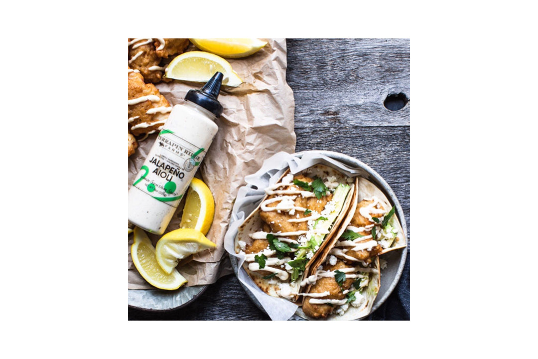 Fish Tacos with Terrapin Ridge Farms Jalapeno Aioli Fish Tacos with Terrapin Ridge Farms Jalapeno Aioli